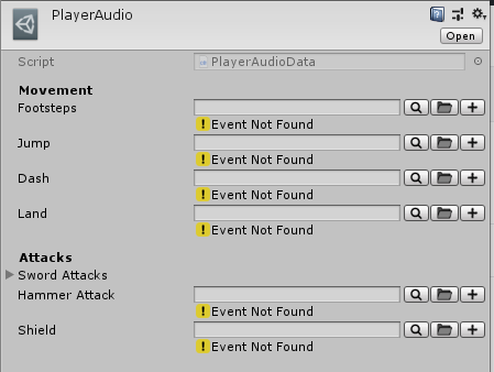 PlayerAudio ScriptableObject file .asset