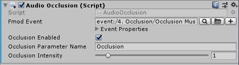 AudioOcclusion script in Unity's inspector