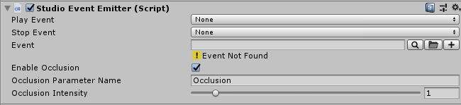 Studio Event Emitter component with Occlusion settings