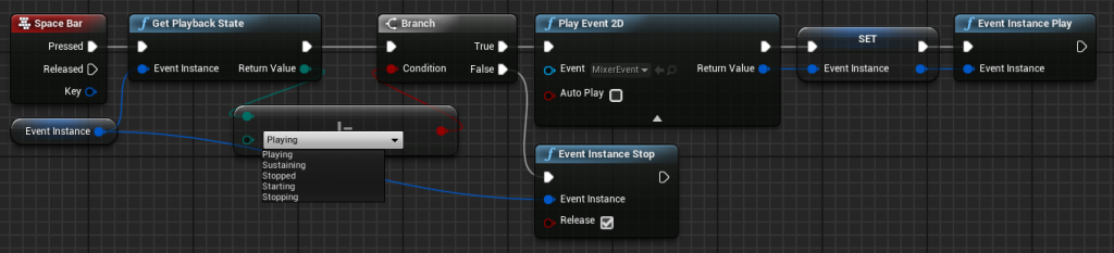 FMOD Playback State Event Instance Blueprint node