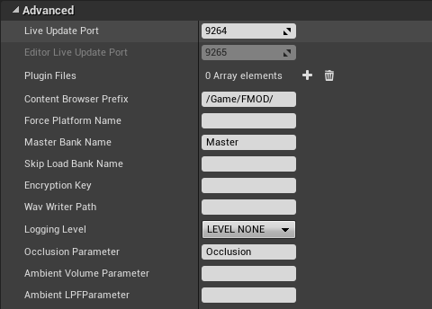 Occlusion Parameter field in Unreal's FMOD Studio Settings