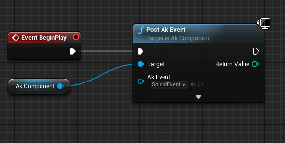 Post Ak Event node in Unreal Engine 4 (Ak Component target)