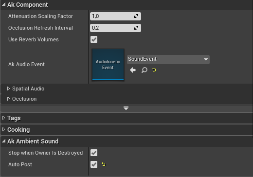 AkAmbientSound settings in Unreal Engine 4