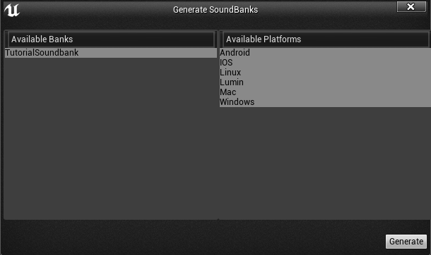 Generate Soundbanks popup in Unreal Engine 4