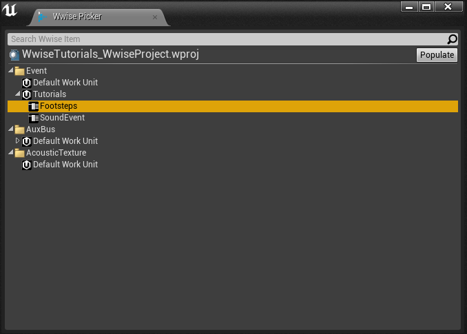 Wwise Picker in Unreal Engine 4